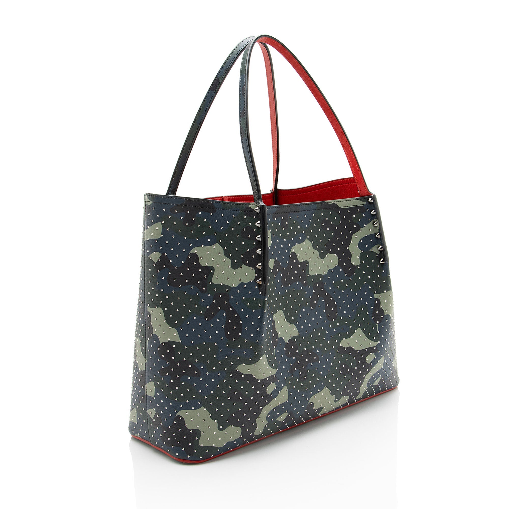 Christian Louboutin Leather Camo Studded Cabarock Large Tote