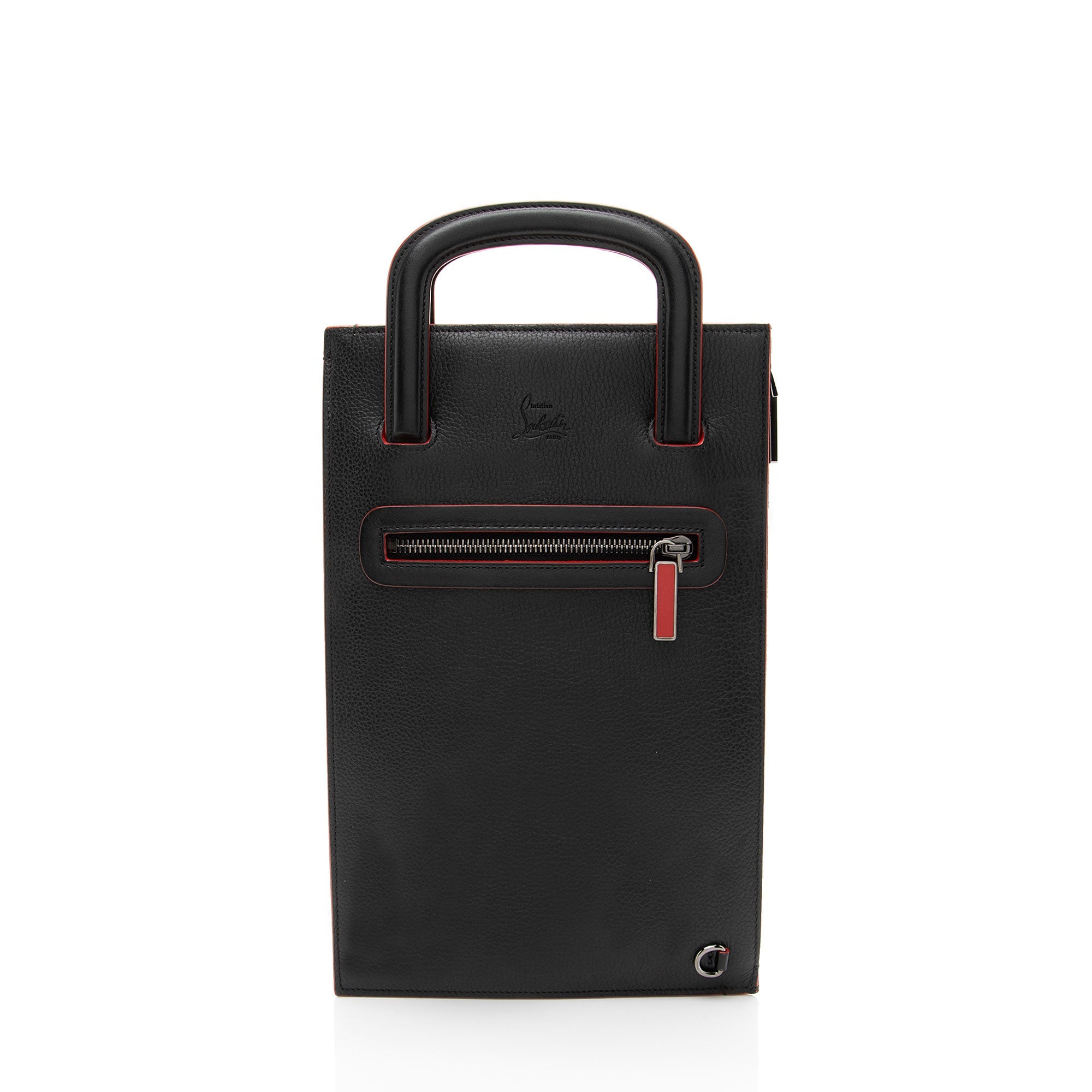 Christian Louboutin Leather Spiked Trictrac Portfolio Top Handle