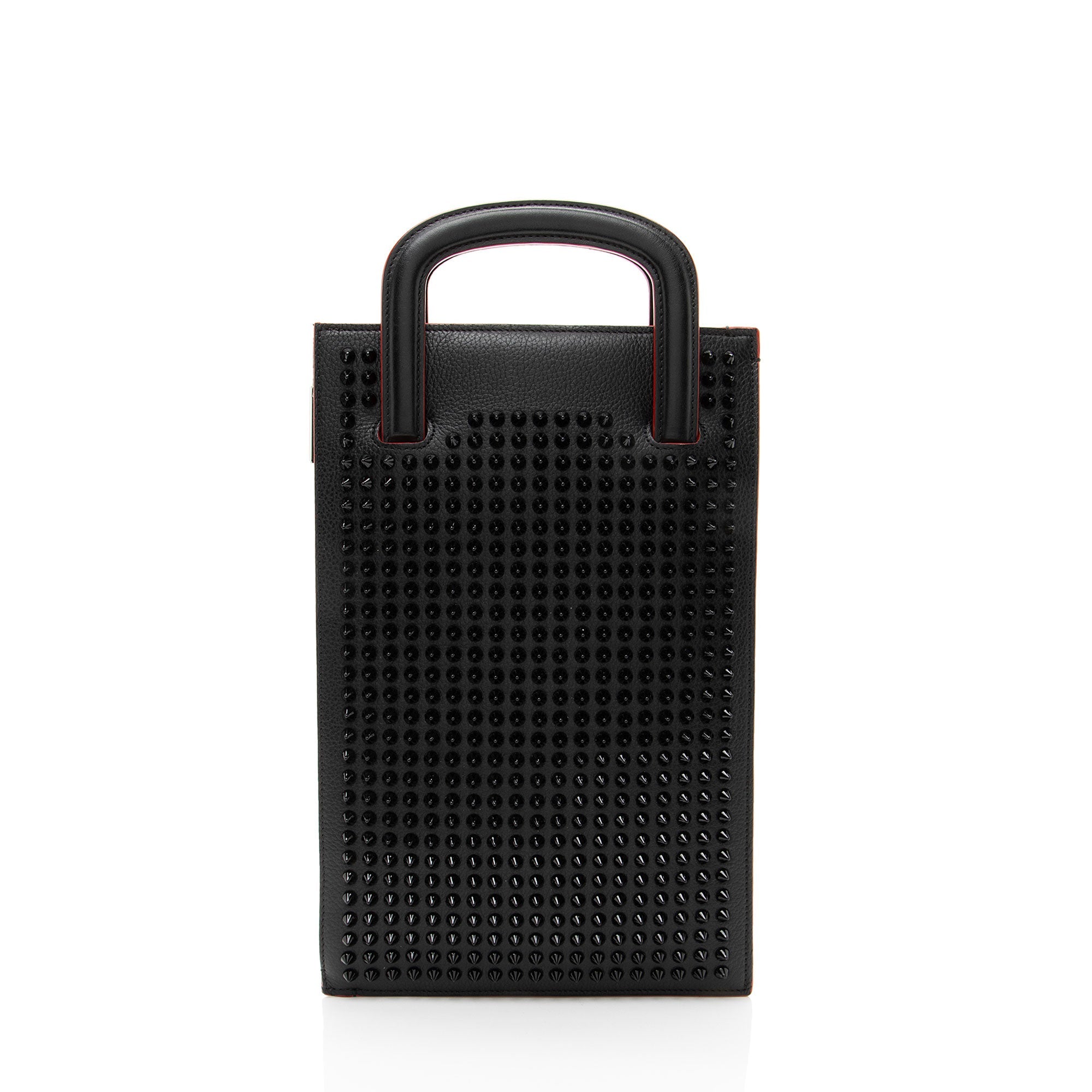 Christian Louboutin Leather Spiked Trictrac Portfolio Top Handle