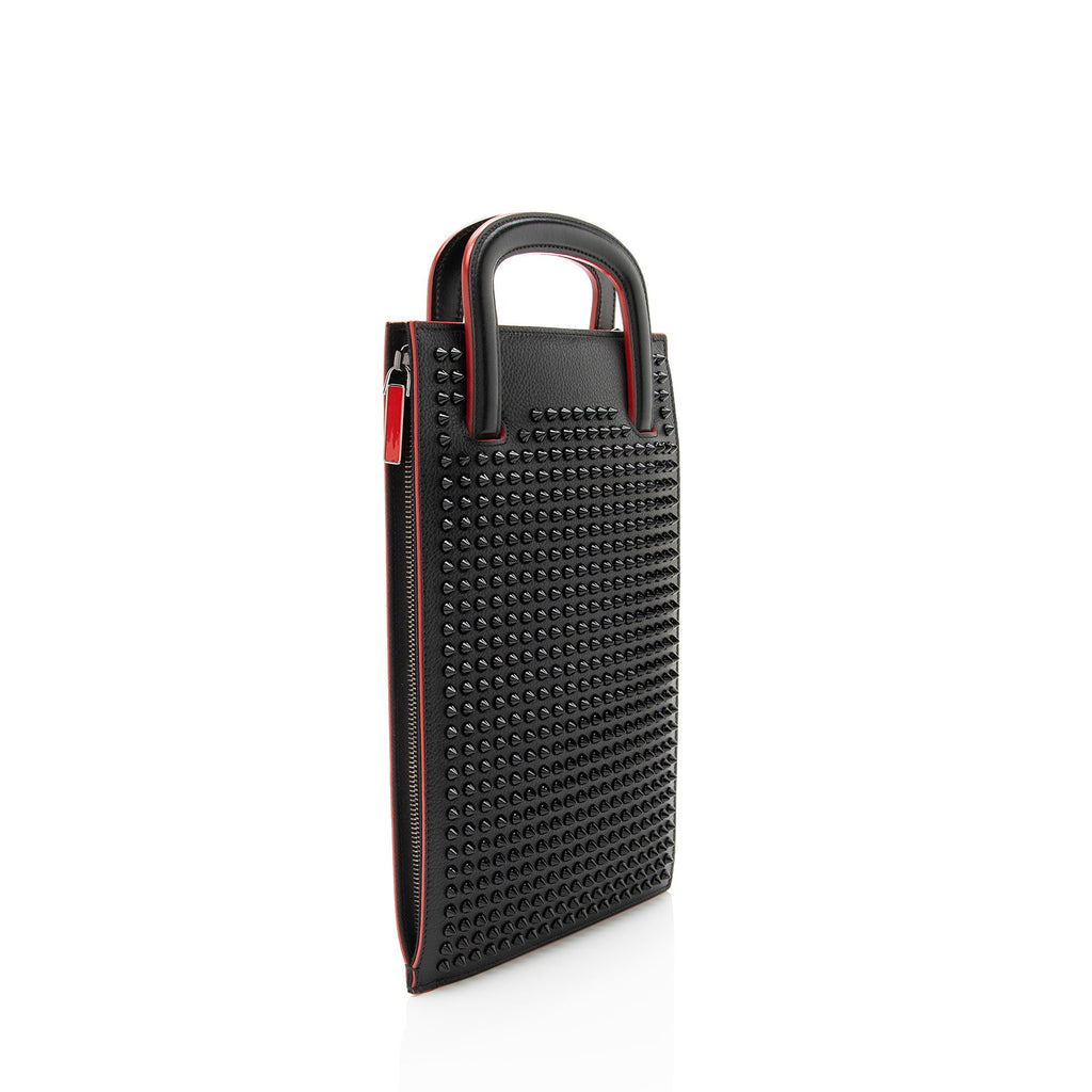 Christian Louboutin Leather Spiked Trictrac Portfolio Top Handle