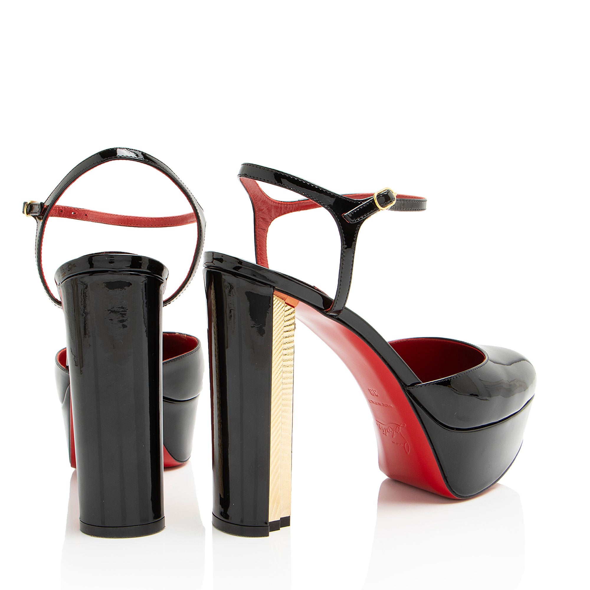 Christian Louboutin Patent Leather Coluna Platform Pumps - Size 8 / 38
