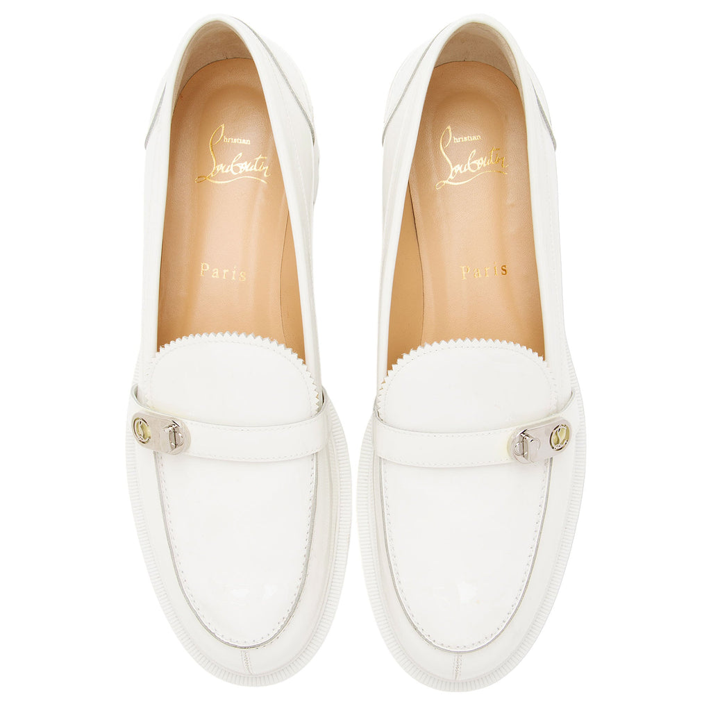 Christian Louboutin Patent Leather Lock Woody Loafers - Size 9.5 / 39.5 (SHF-euMByt)