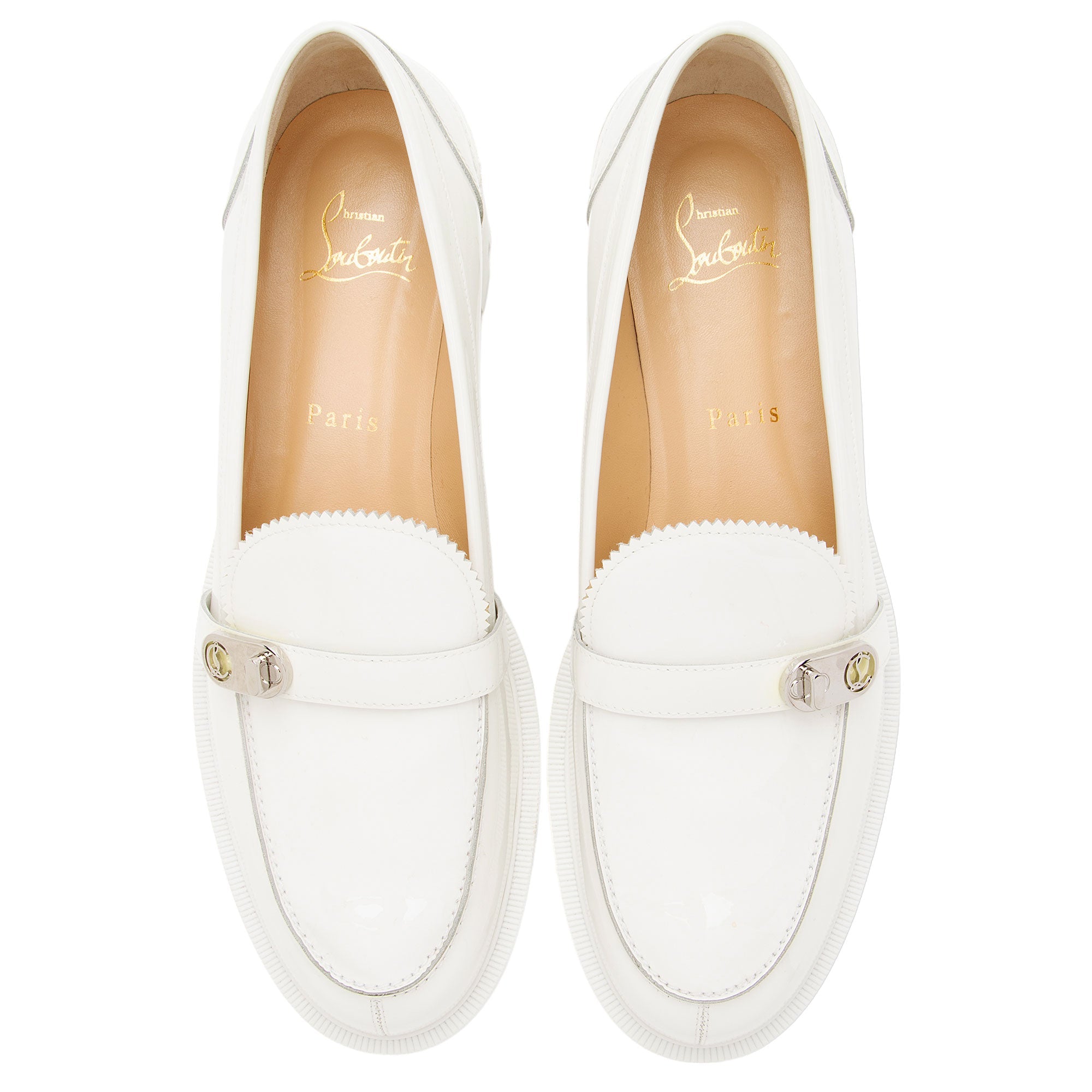 Christian Louboutin Patent Leather Lock Woody Loafers - Size 9.5 / 39.5 (SHF-euMByt)