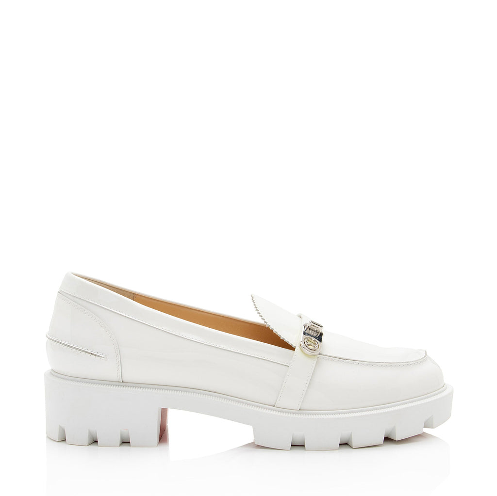 Christian Louboutin Patent Leather Lock Woody Loafers - Size 9.5 / 39.5 (SHF-euMByt)