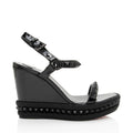 Christian Louboutin Patent Leather Spiked Pyraclou Wedge Sandals - Size 9 / 39