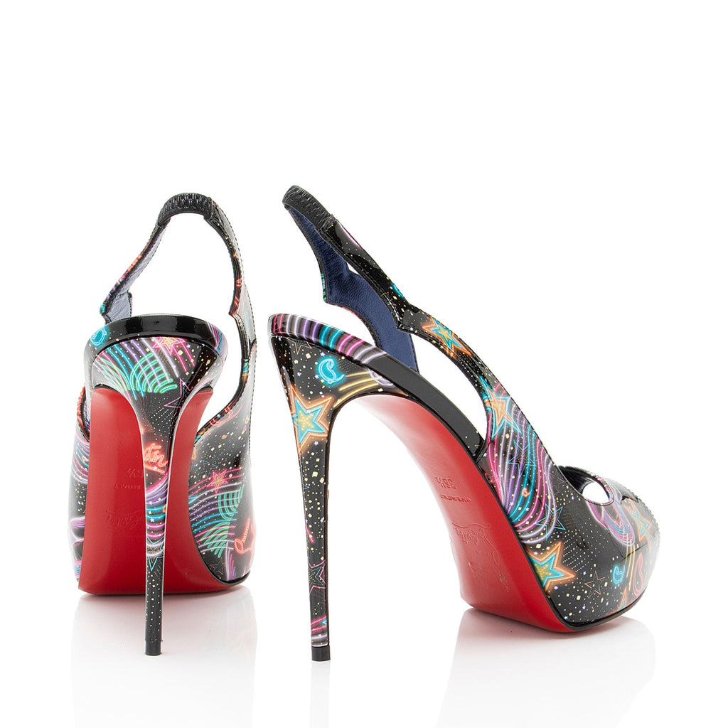 Christian Louboutin Patent Starlight Hot Chick Alta Slingback Pumps - Size 6.5 / 36.5