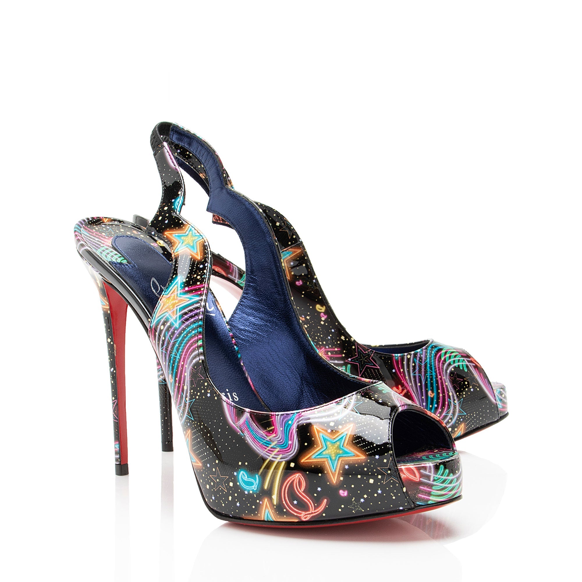 Christian Louboutin Patent Starlight Hot Chick Alta Slingback Pumps - Size 6.5 / 36.5