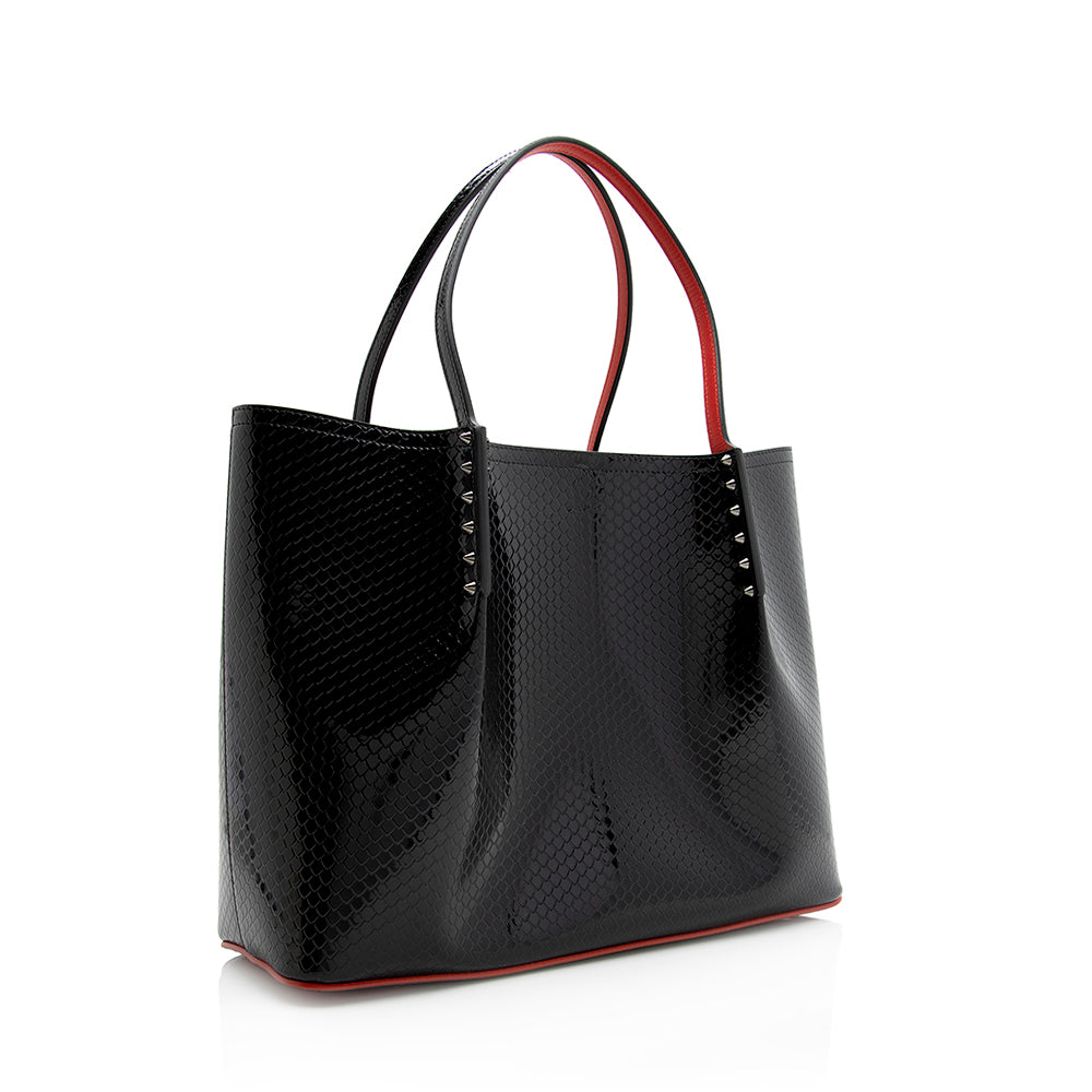 Christian Louboutin Perfprated Patent Leather Cabarock Large Tote (SHF-21343)