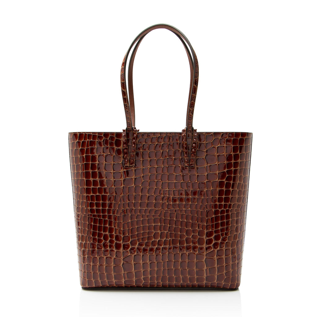 Christian Louboutin Shiny Croc Embossed Leather Cabata N/S Tote