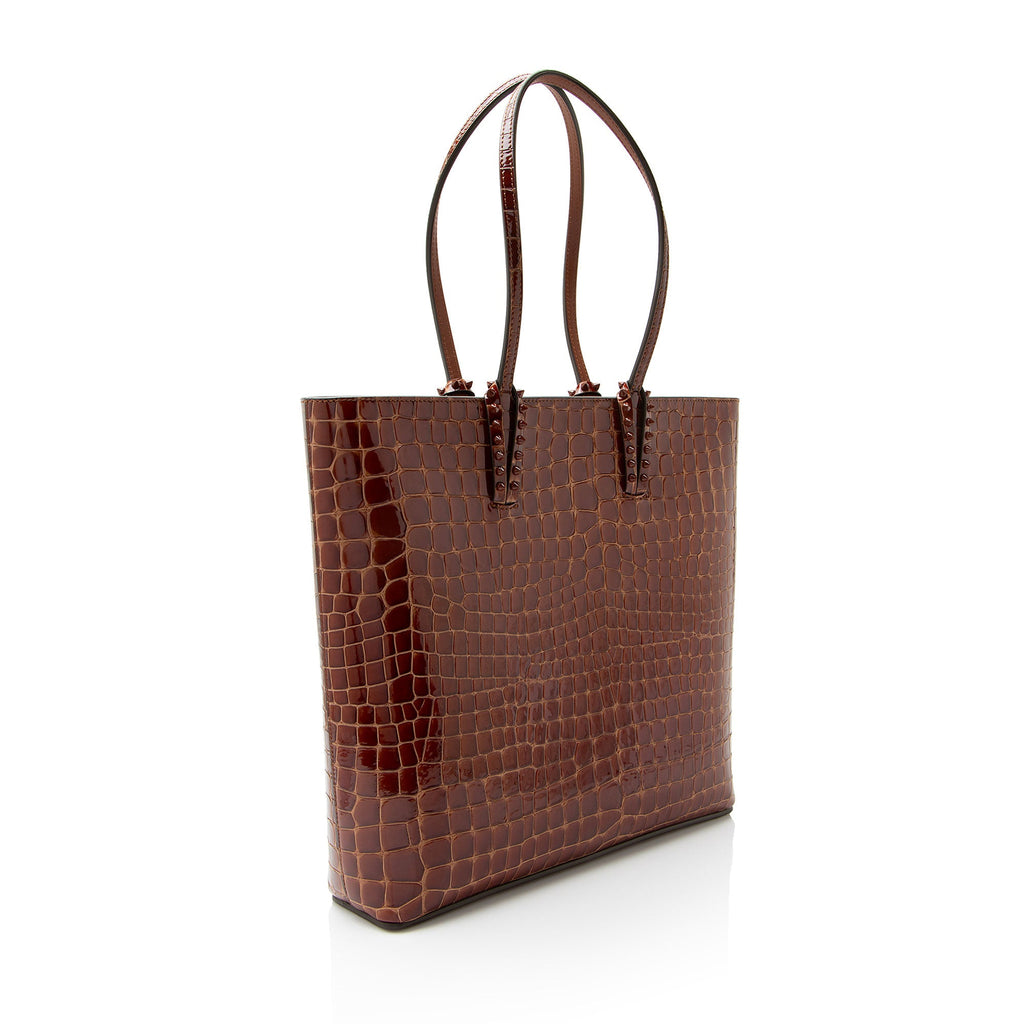 Christian Louboutin Shiny Croc Embossed Leather Cabata N/S Tote