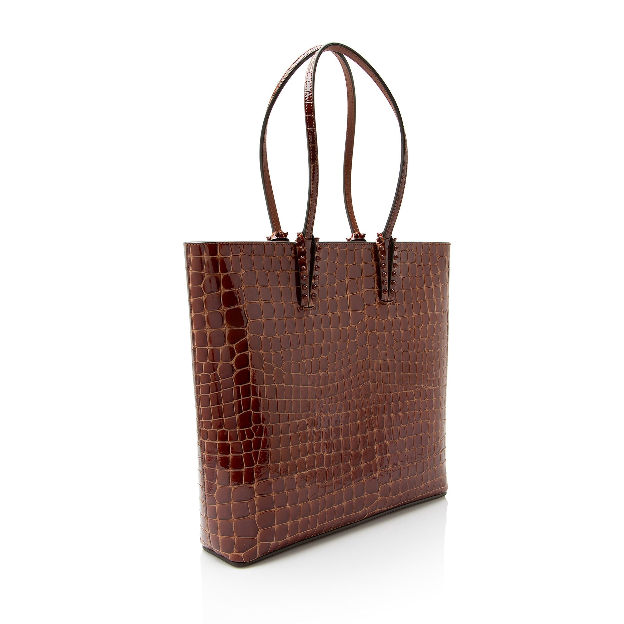 Christian Louboutin Shiny Croc Embossed Leather Cabata N/S Tote