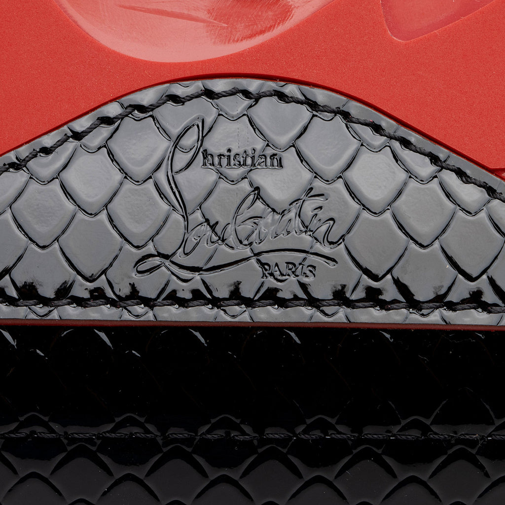 Christian Louboutin Snake Embossed Patent Leather Cabarock Large Tote (SHF-qLc4OG)