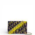 Christian Dior Diorama Wallet On Chain Blue Yellow Velvet Monogram