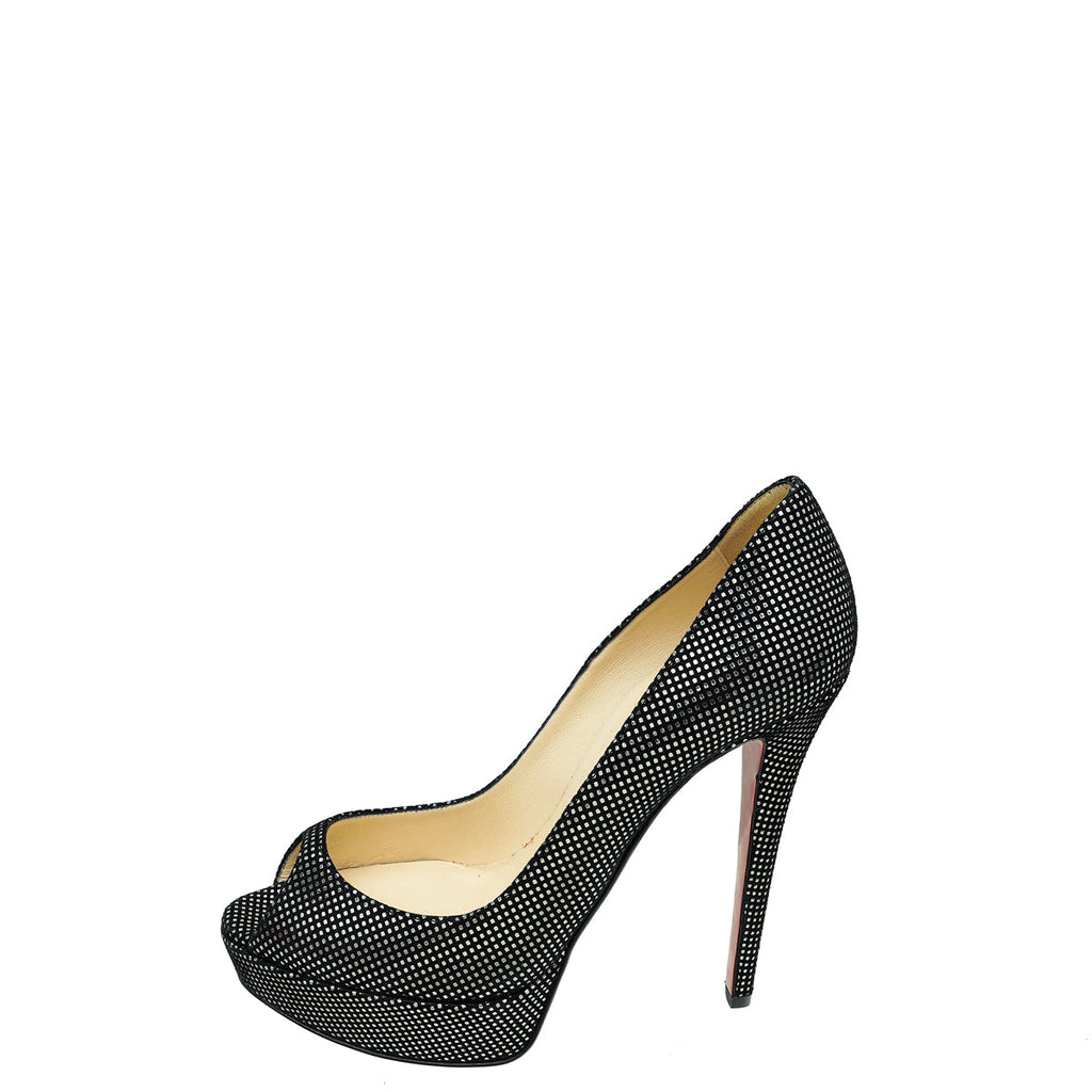 Christian Louboutin Black Suede Lady Peep Pumps 37.5
