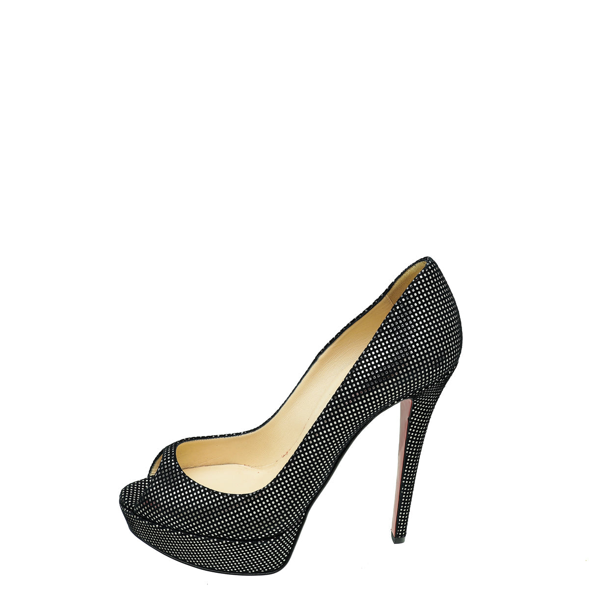 Christian Louboutin Black Suede Lady Peep Pumps 37.5