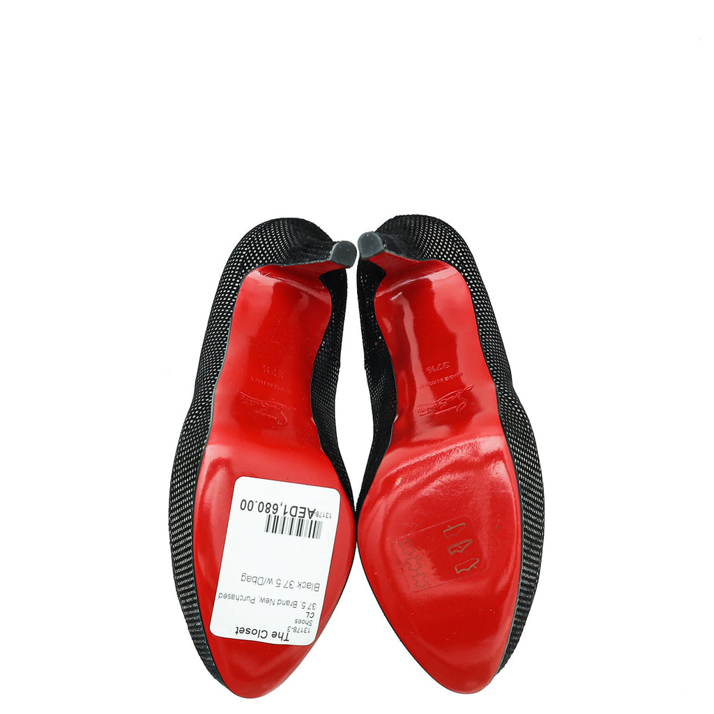 Christian Louboutin Black Suede Lady Peep Pumps 37.5