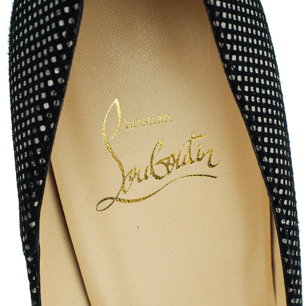 Christian Louboutin Black Suede Lady Peep Pumps 37.5