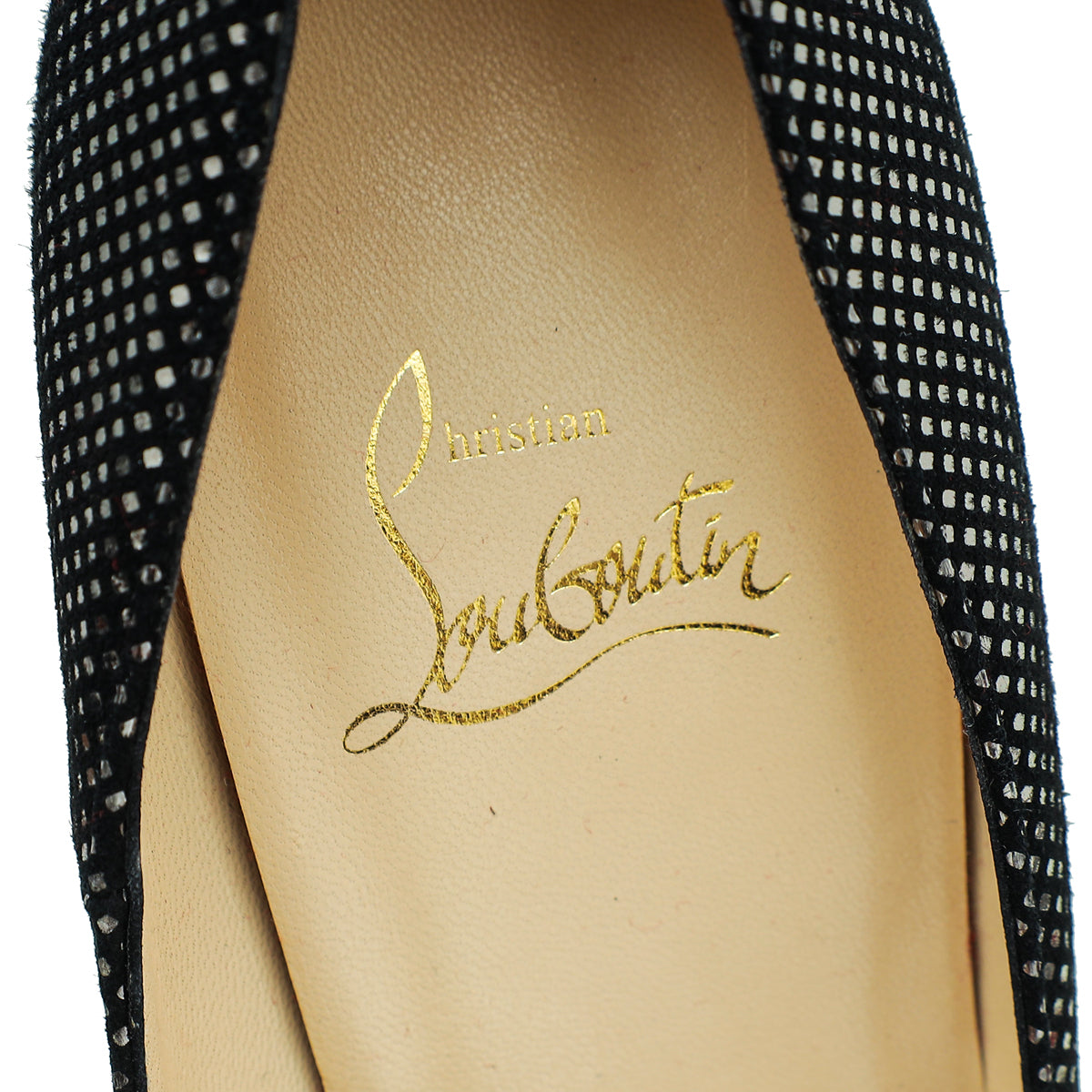Christian Louboutin Black Suede Lady Peep Pumps 37.5