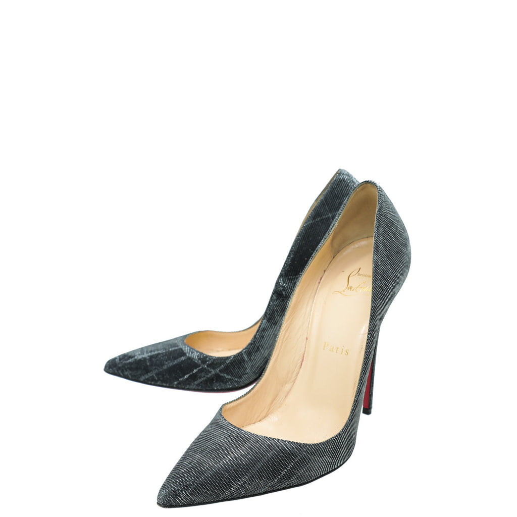 Christian Louboutin Black Metallic Glitter So Kate Pumps 38