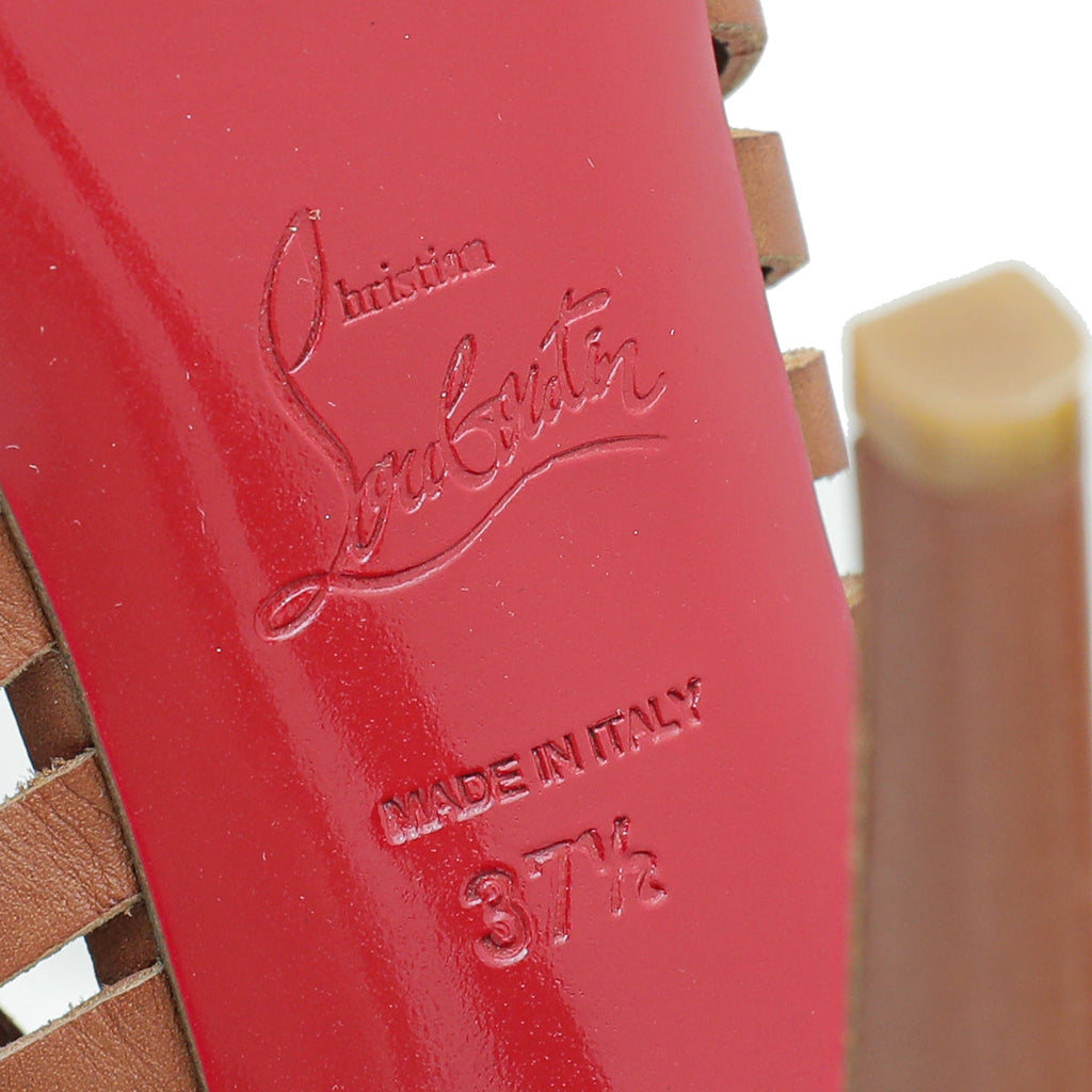 Christian Louboutin Brown Buchon 120 Slingback 37.5