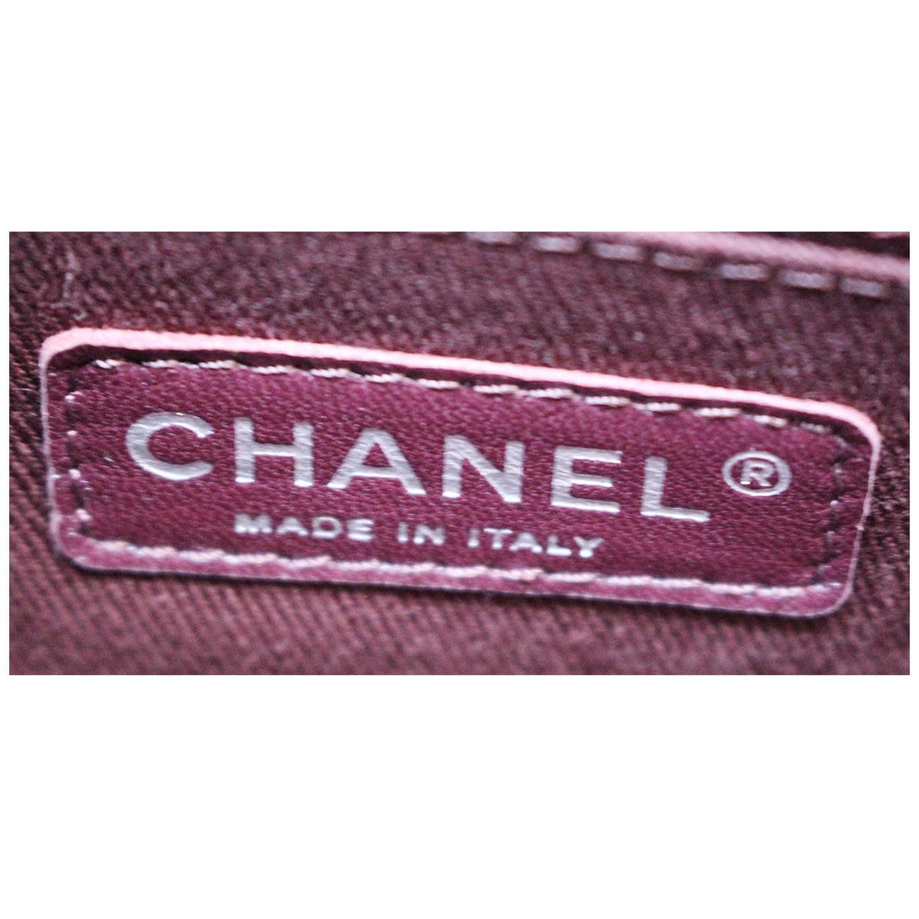 CHANEL CC Charm Quilted Lambskin Patent Leather Tote Bag Black
