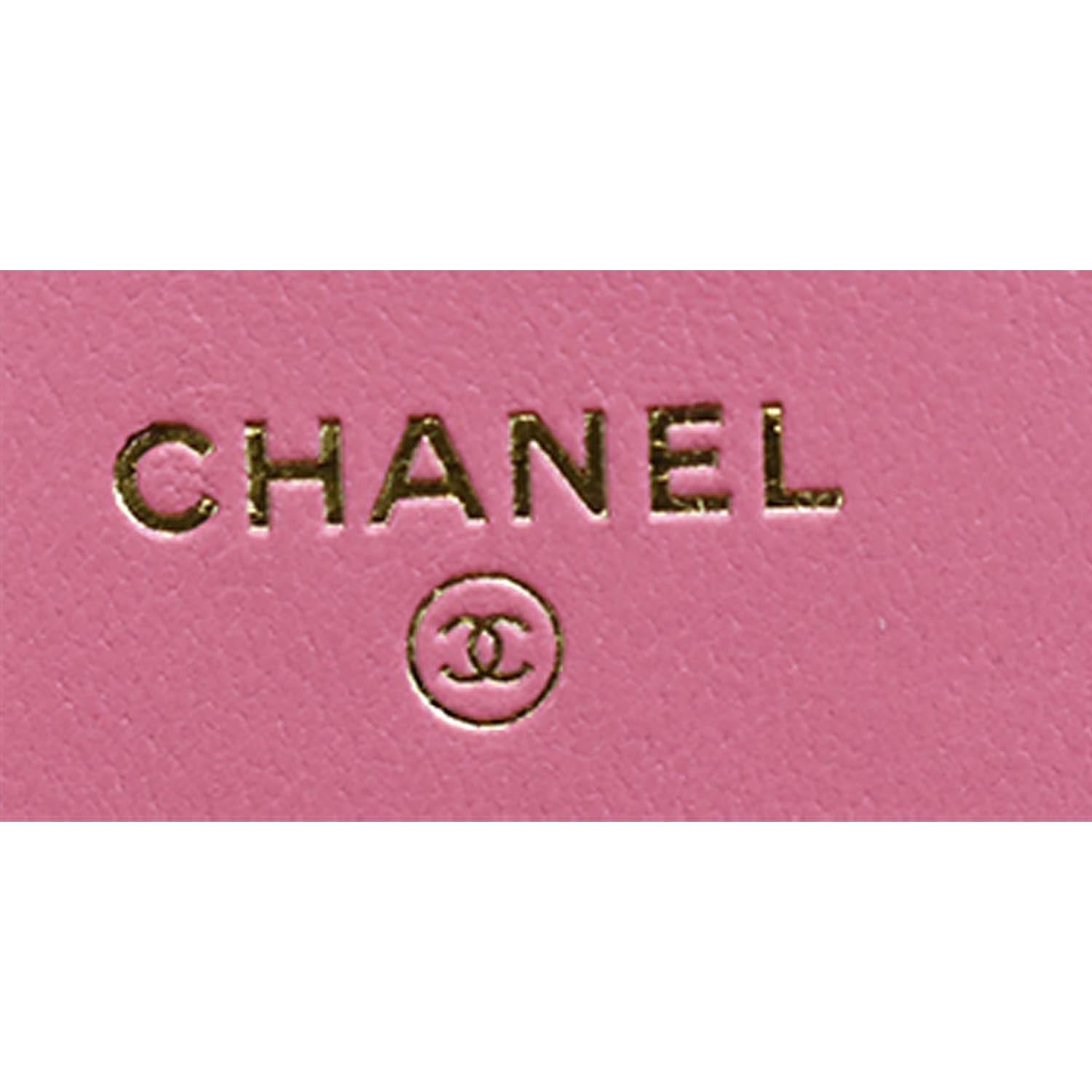 CHANEL 19 CC WOC Leather Wallet On Chain Crossbody Bag Pink