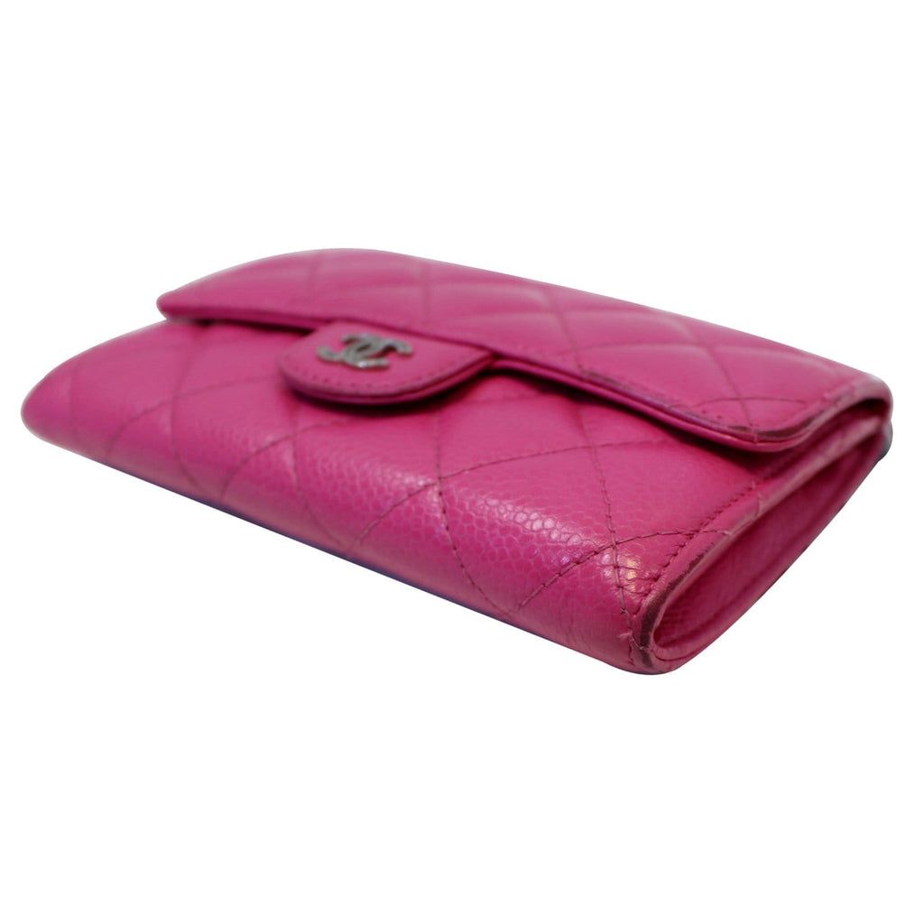 CHANEL Classic Flap Caviar Leather Wallet Pink