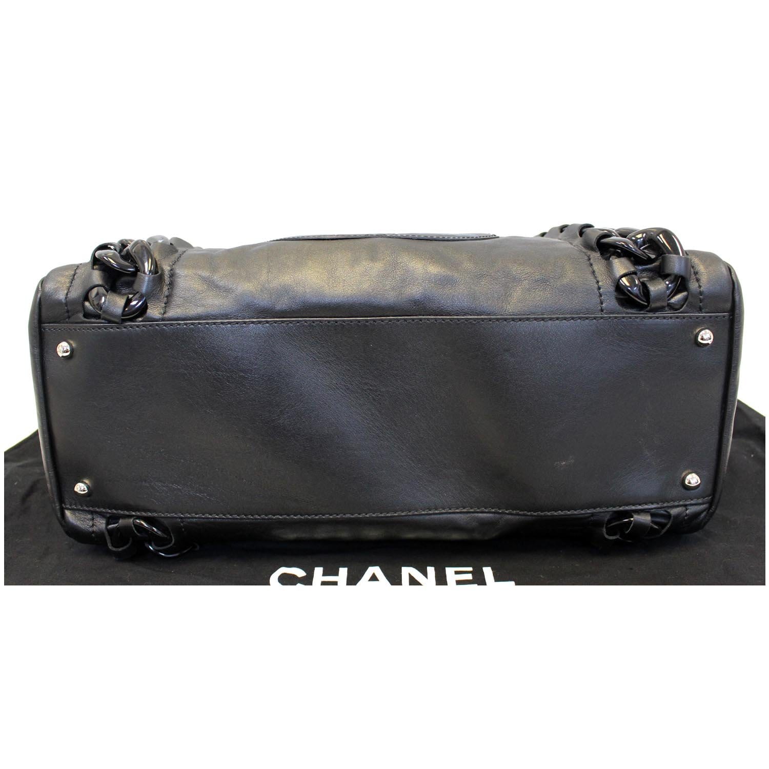CHANEL Calfskin Rhodoid Modern Chain East West Tote Black