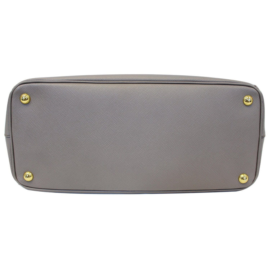 PRADA Saffiano Double Zip Executive Tote Shoulder Bag Grey