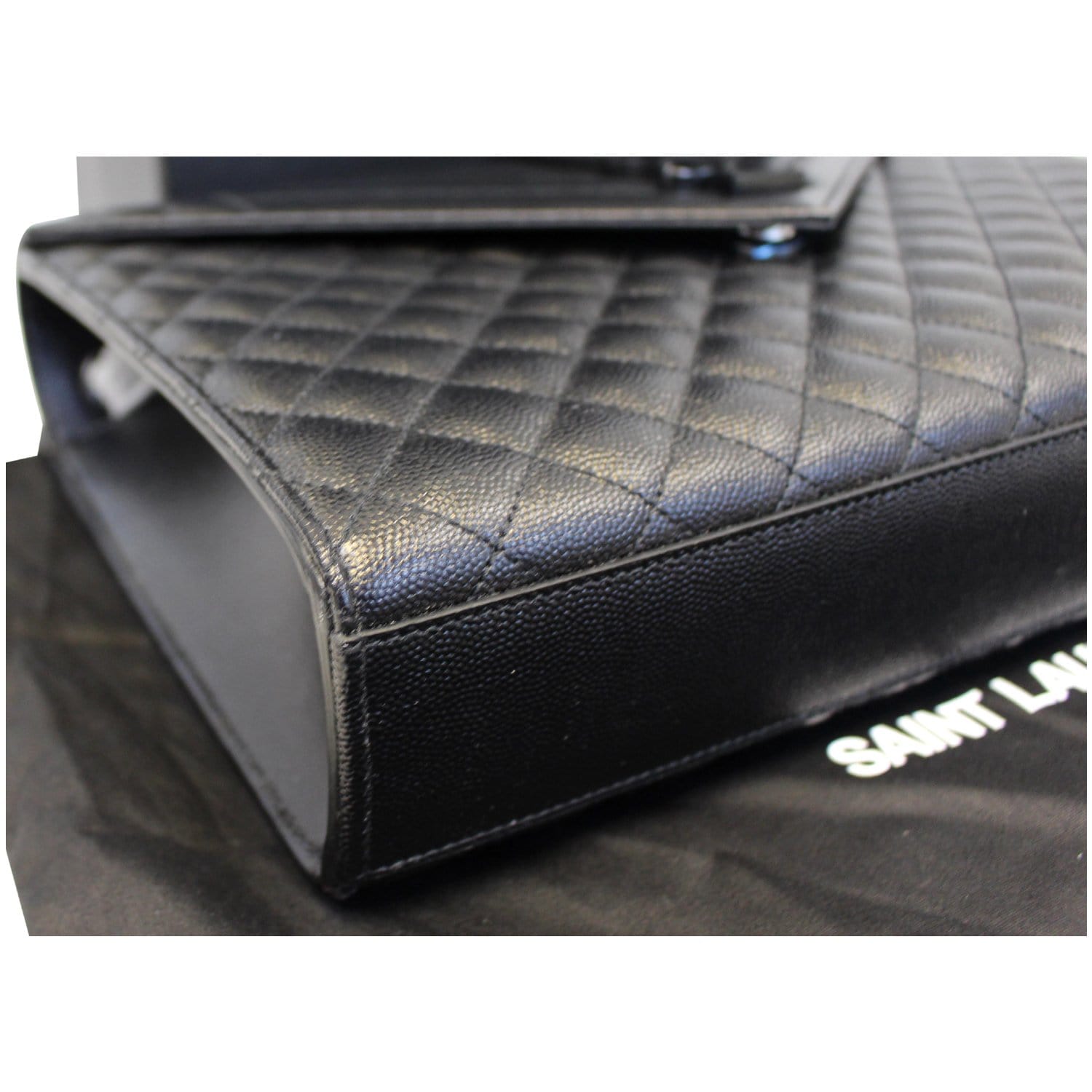 YVES SAINT LAURENT Envelope Large Matelasse Embossed Leather Shoulder Bag Black