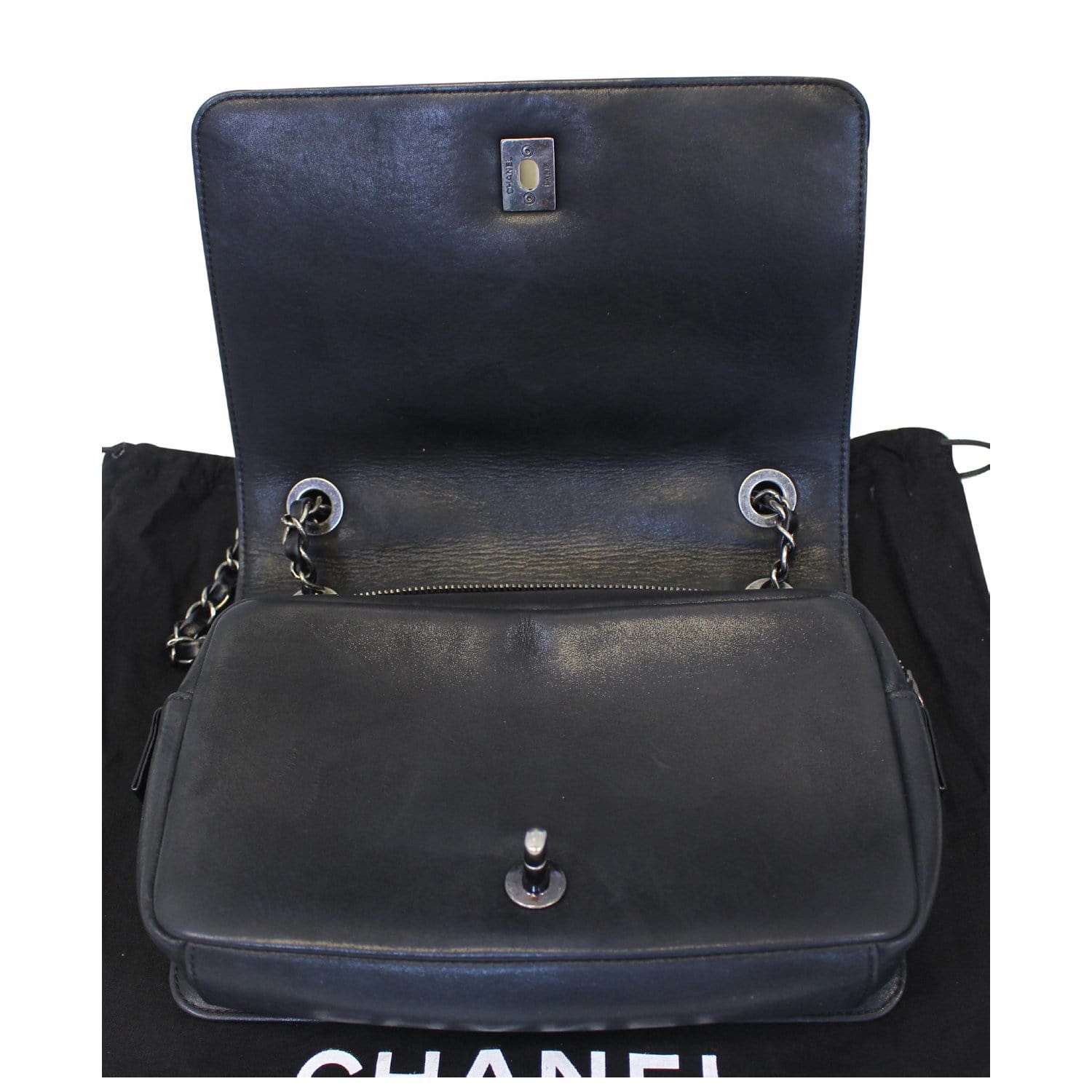 CHANEL CC Quilted Leather Flap Crossbody Bag Black