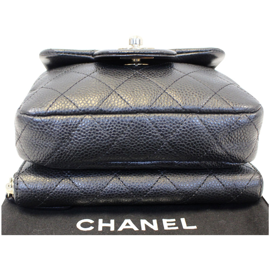 CHANEL Classic Mini Flap Quilted Lambskin Crossbody Bag Black