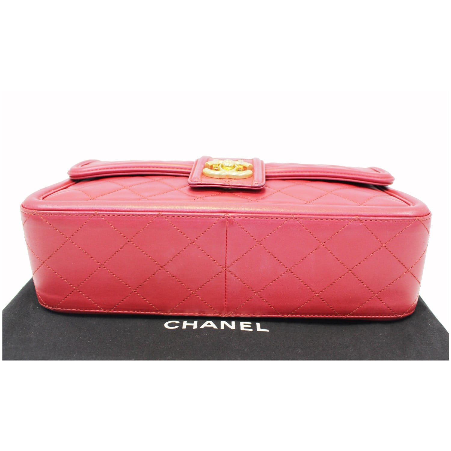 CHANEL Large Elegant CC Flap Calfskin Leather Shoulder Bag Red