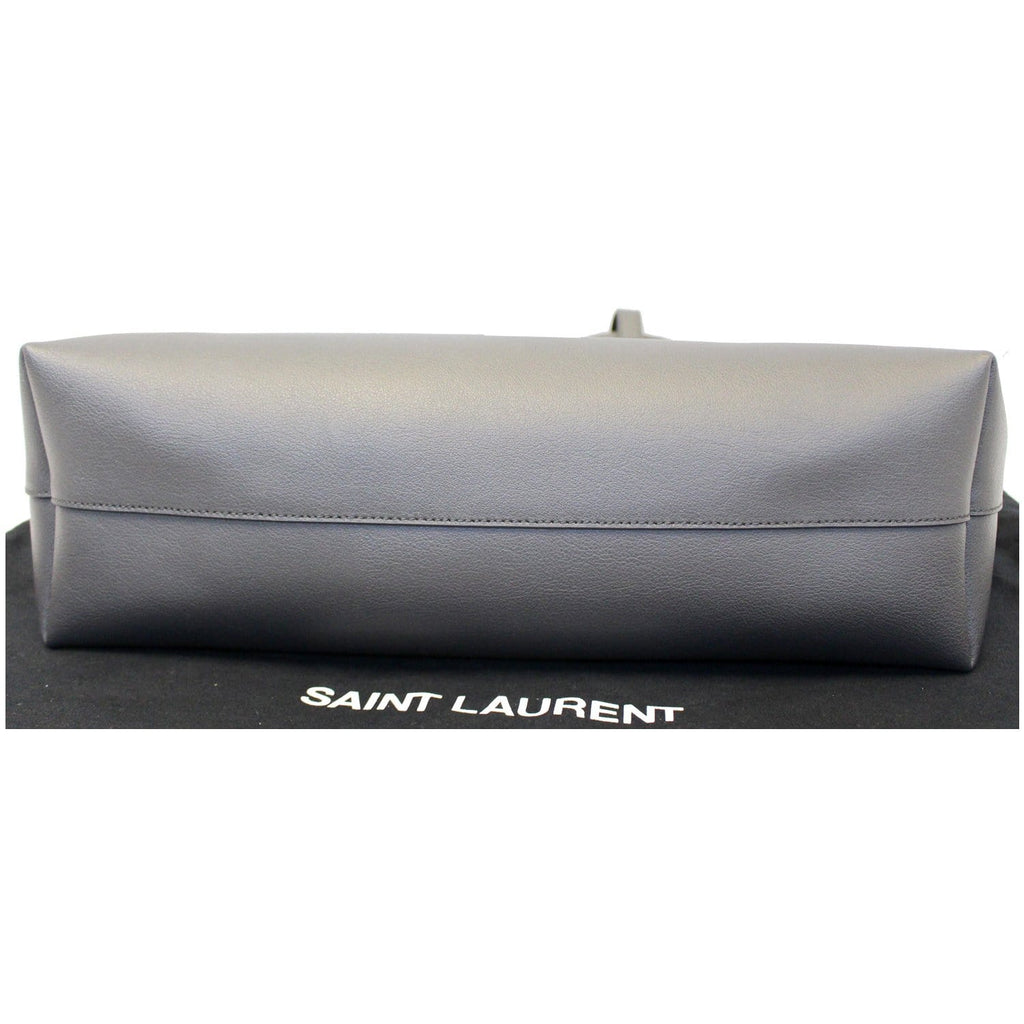 Yves Saint Laurent Leather Shopping Tote Bag Grey