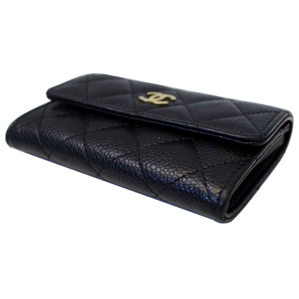CHANEL Flap Caviar Leather Card Holder Black