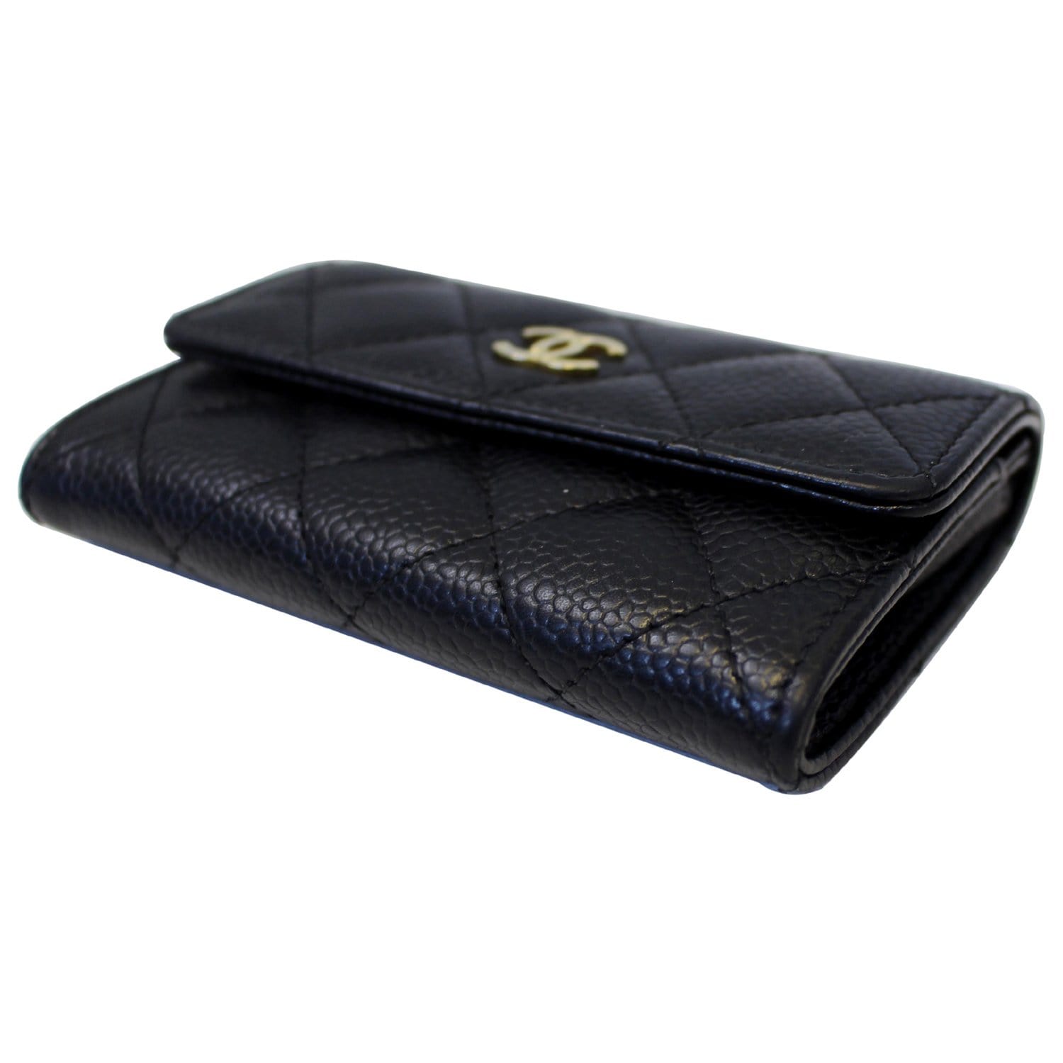 CHANEL Flap Caviar Leather Card Holder Black