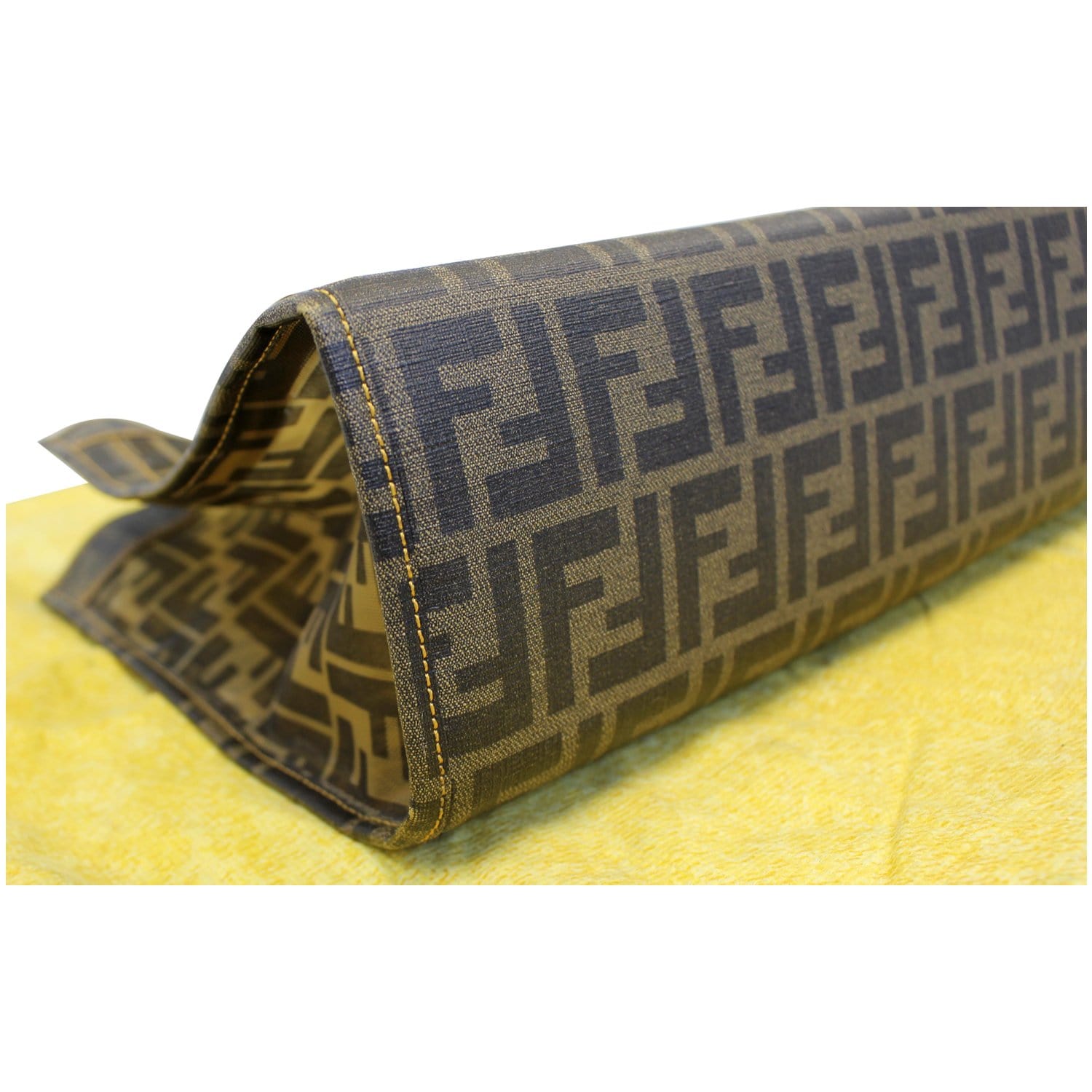 FENDI Tobacco Zucca Print Mesh Fabric Tote Bag Brown