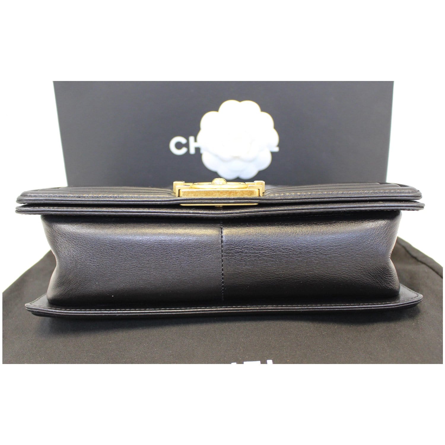CHANEL Medium Boy Flap Lambskin Leather Shoulder Bag Black - 15% OFF