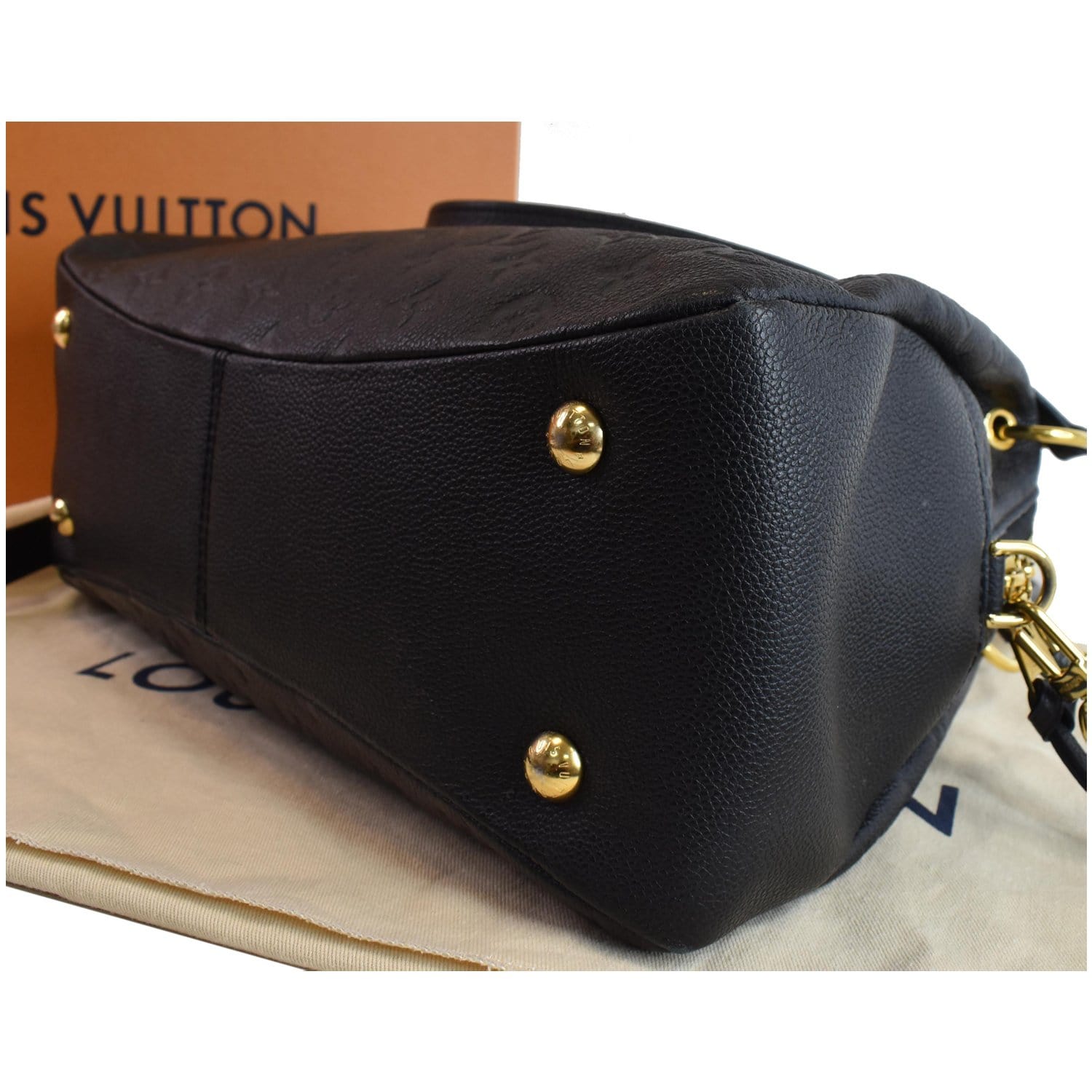 LOUIS VUITTON Ponthieu MM Monogram Empreinte Leather Shoulder Bag Black
