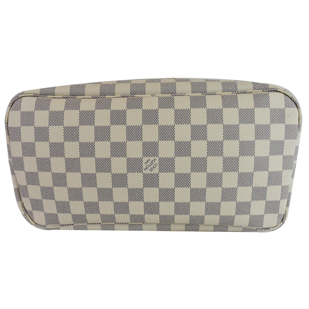 LOUIS VUITTON  Neverfull MM Damier Azur Tote Shoulder Bag White