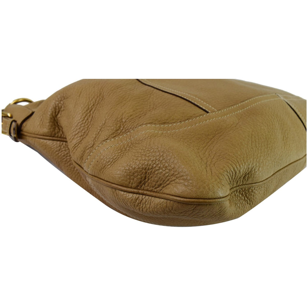 PRADA Vitello Daino Large Leather Hobo Shoulder Bag Beige