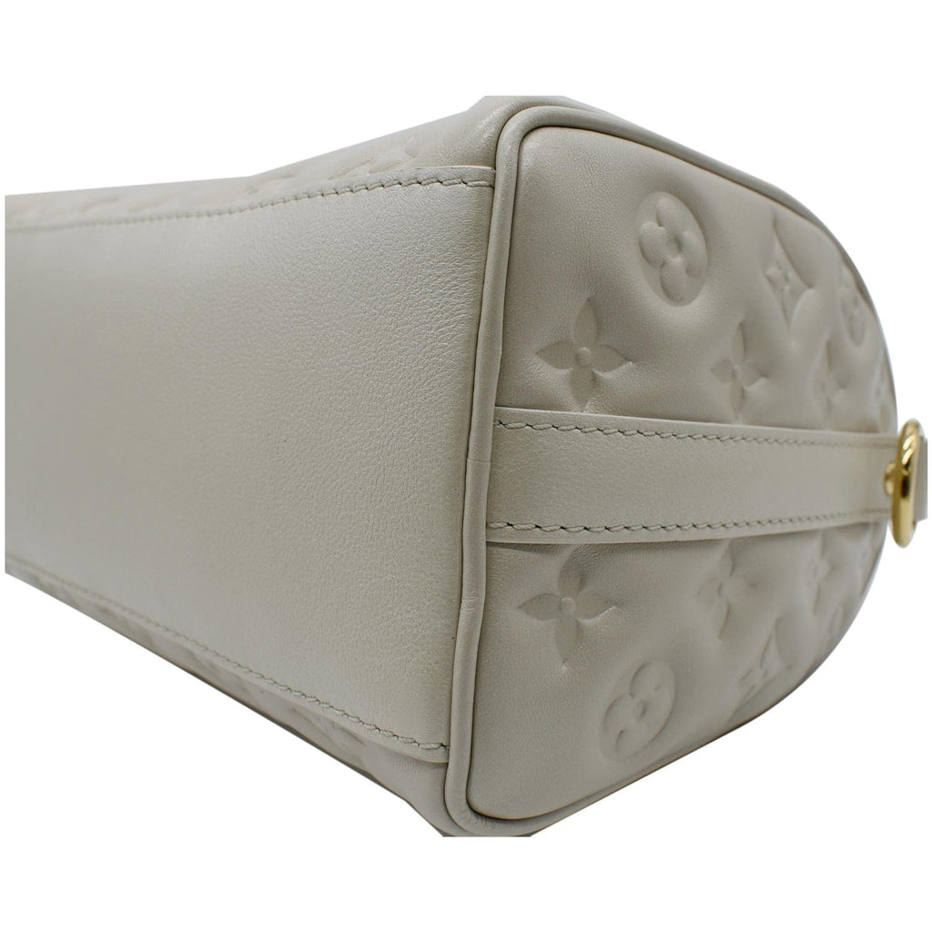 LOUIS VUITTON Speedy Limited Edition Bandouliere 22 Embossed Leather Shoulder Bag Ivory