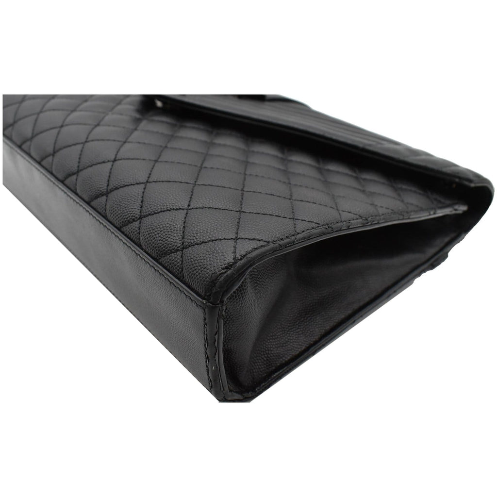 YVES SAINT LAURENT Envelope Large Grain De Poudre Leather Shoulder Bag Black