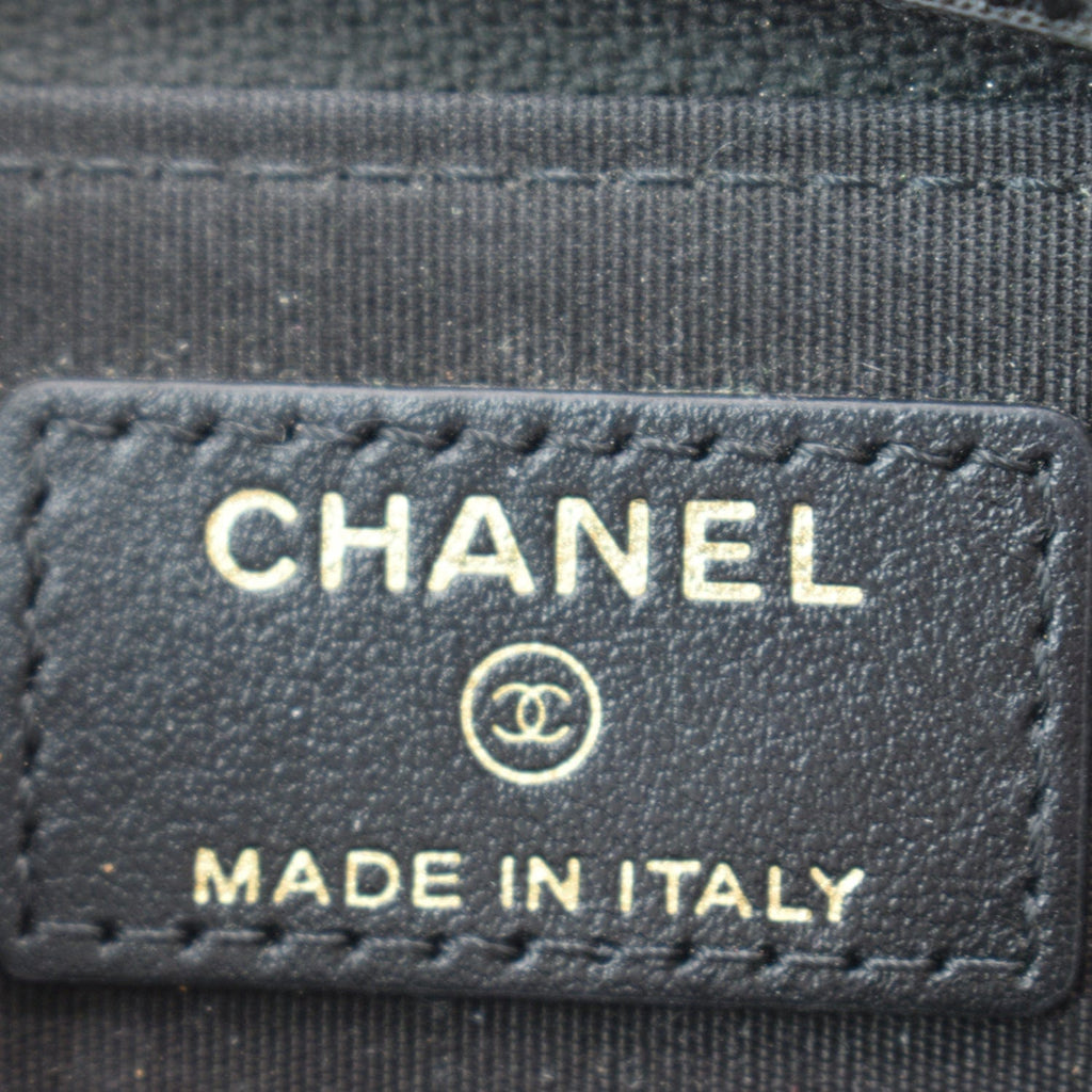 CHANEL Boy Small Zipped Quilted Caviar Coin Purse Wallet Black