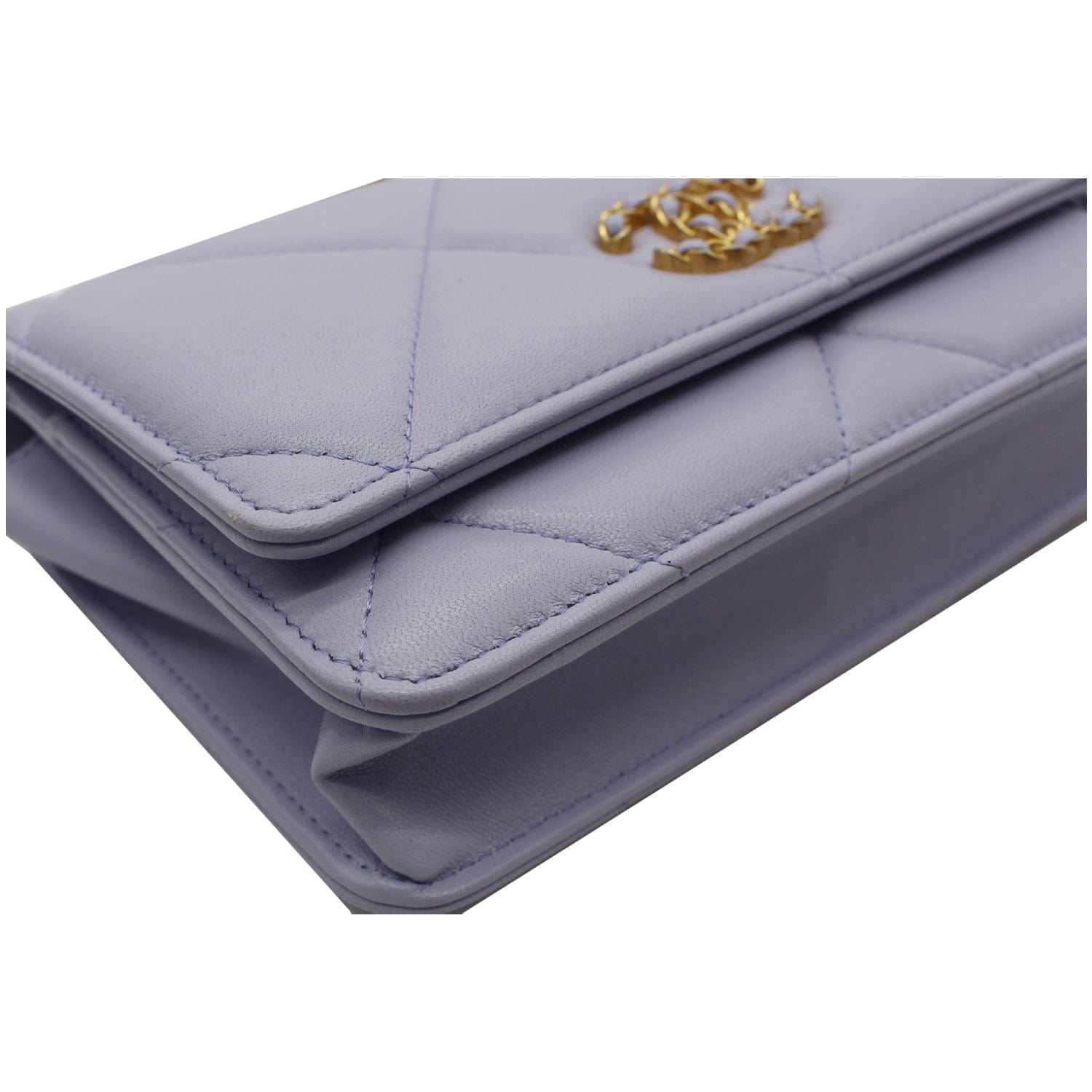 CHANEL 19 CC WOC Leather Wallet On Chain Crossbody Bag Light Lavender