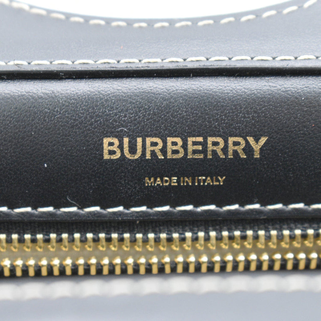 BURBERRY Mini Logo Graphic Canvas Leather Pocket Tote Bag Natural