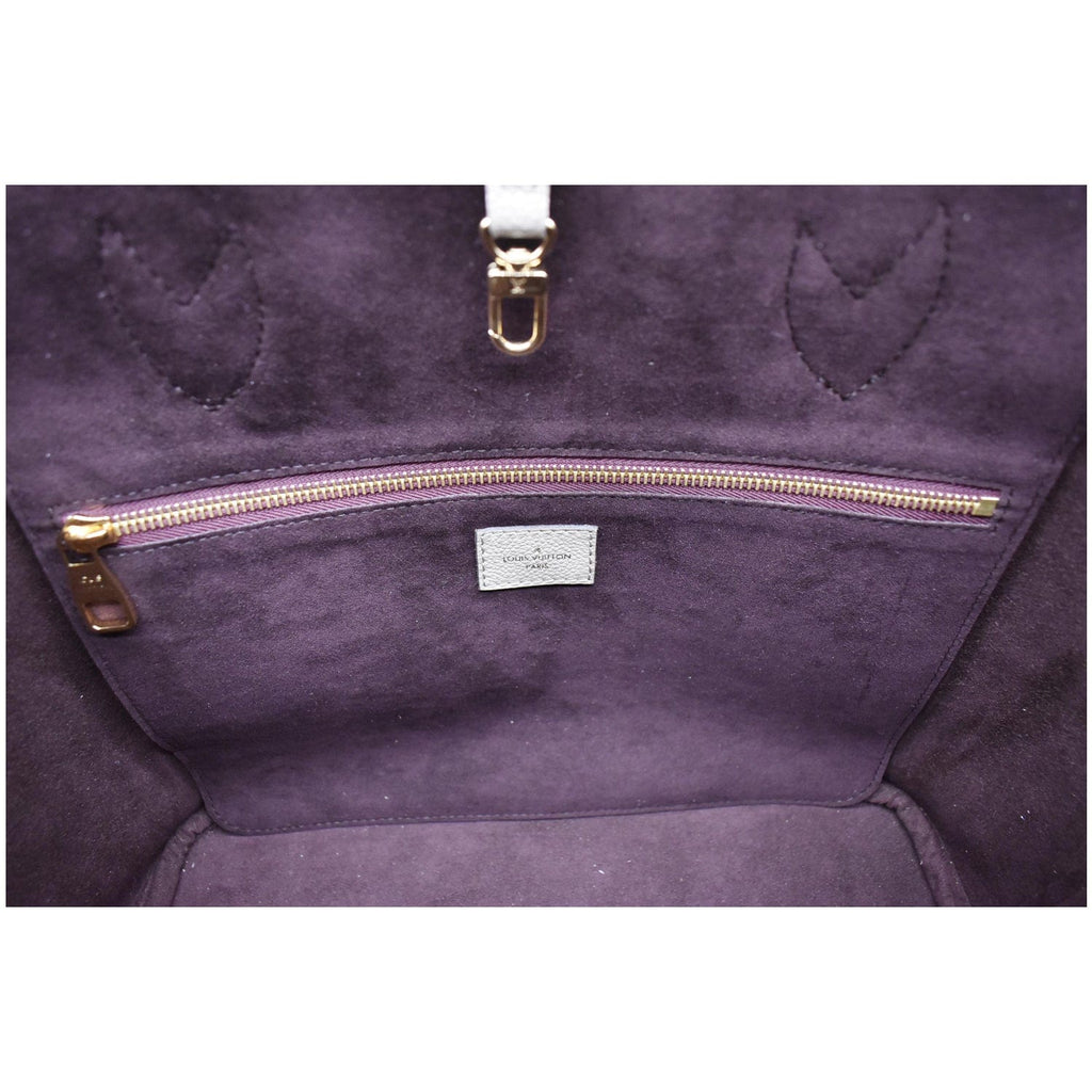 LOUIS VUITTON Neverfull MM Monogram Empreinte Tote Bag Beige