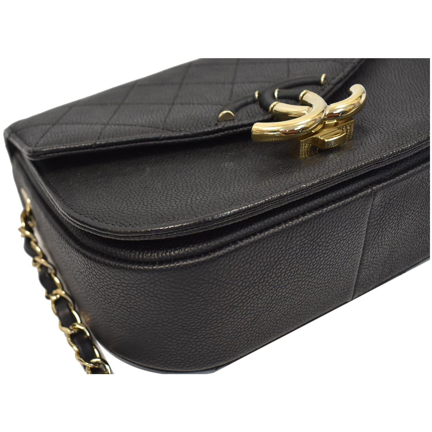 CHANEL Coco Cuba Quilted Grained Calfskin Leather Top Handle Bag Black