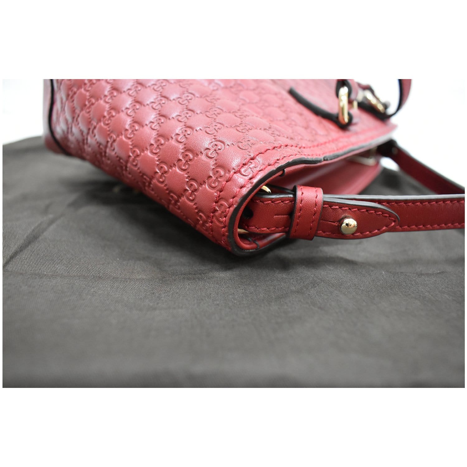 GUCCI Small Bree Microguccissima Leather Tote Crossbody Bag Red 449241