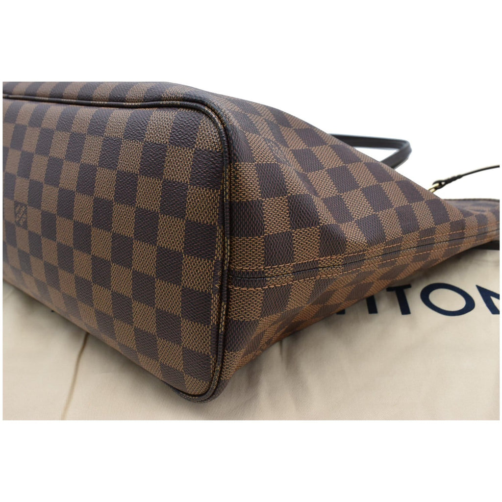 LOUIS VUITTON Neverfull MM Damier Ebene Tote Bag Brown